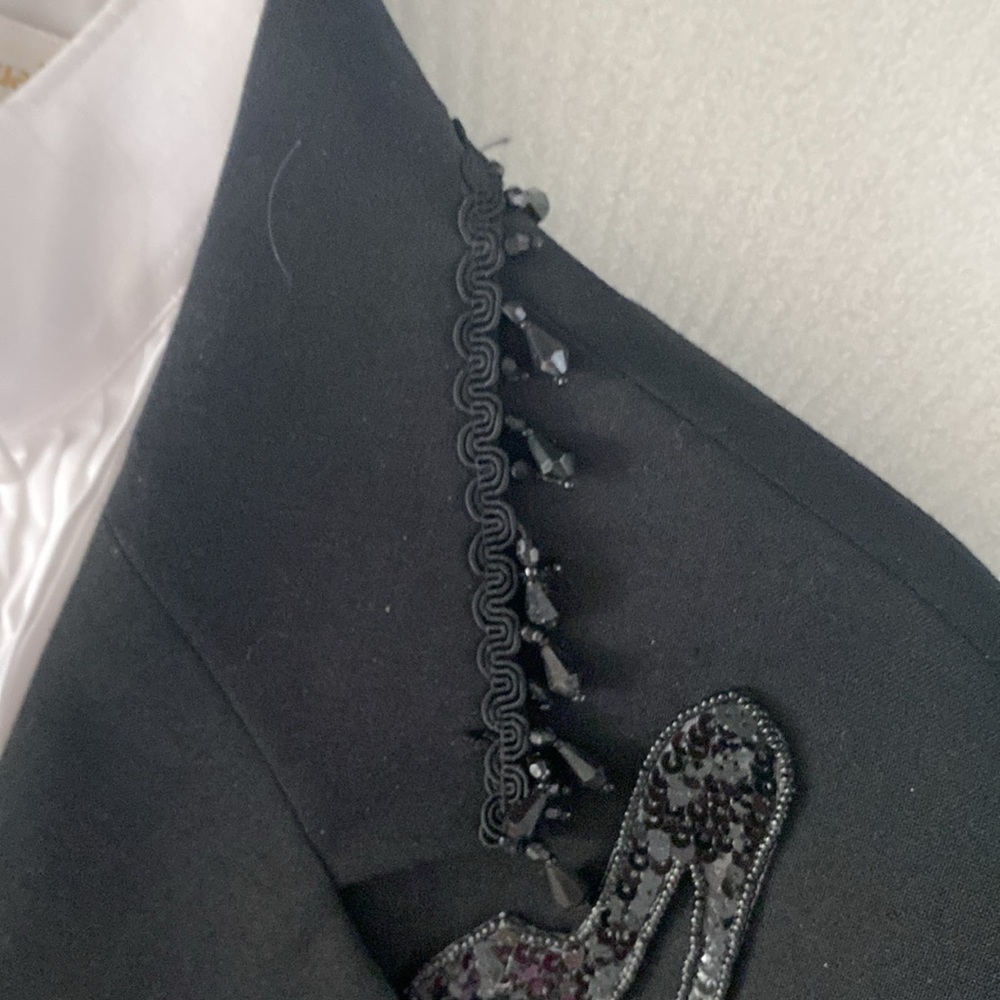 Vintage 90’s Overqualified men’s embellished black blazer tuxedo shirt L - Picture 8 of 9